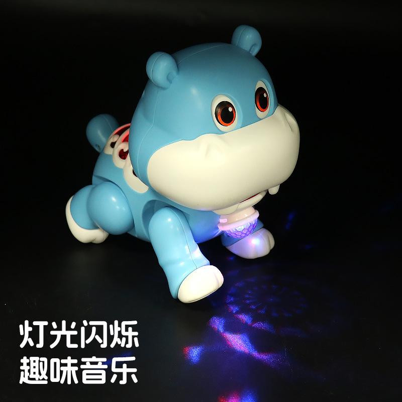 Electric Swing Walking Little Lion Music Light Cute Fun Crawling Hippo Children's Educational Toys