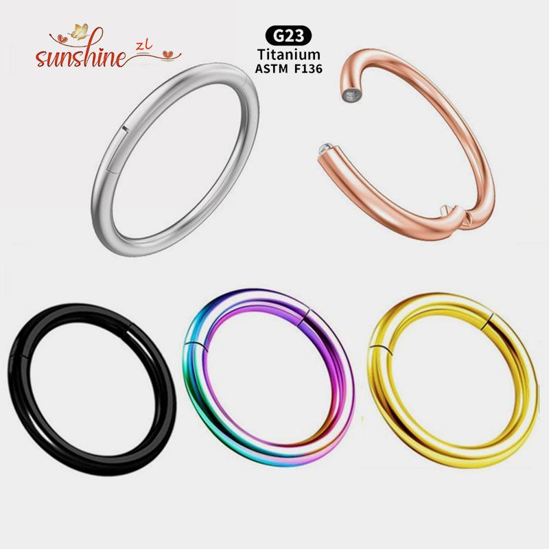 5PCS G23 Titanium Nose Piercing Implant Grade 12G 14G 16G 18G 20G Clicker Diaphragm Tragus Piercing Body Jewelry