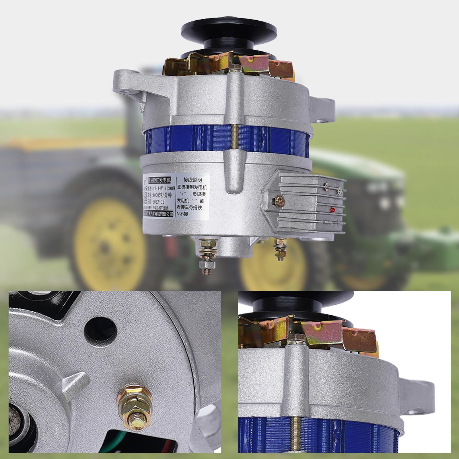 

Англійська: Альтернатор на постійних магнітах для сільськогосподарського транспортного засобу трактора генератор 12В 1200Вт низькообертовий мідна обмотка United States