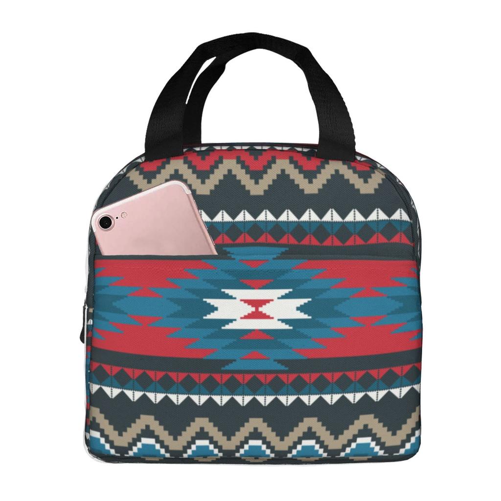 Ethnic Aztec Tribal Pattern Lunch Bags Insulated Bento Box Lunch Tote Leakproof Picnic Bags Thermal Bag for Woman Girl School
