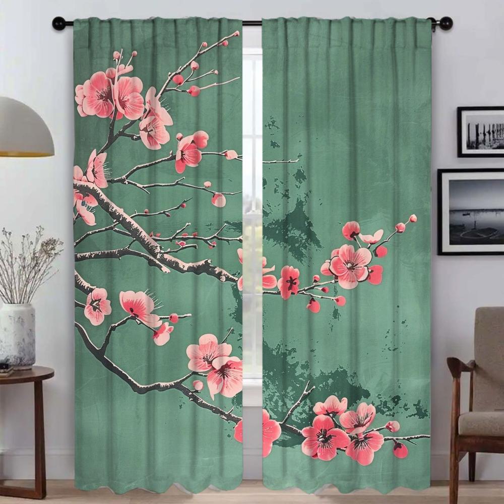

Цветущие ветки расширяют затемняющие шторы для камеры, современные шторы для гостиной, 2 шт., тюль для спальни W60xH90cmx2pcs-CL