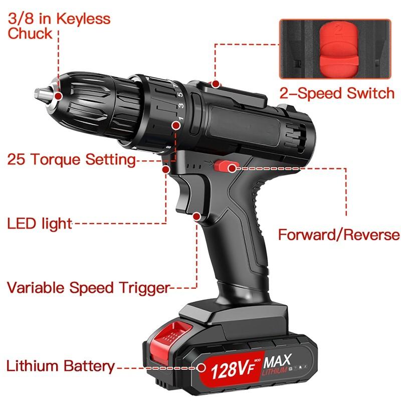 Fast Delivery Cordless Drill Multifunctional Screwdriver 27PCS Screw Driver High Power Drill Tool
