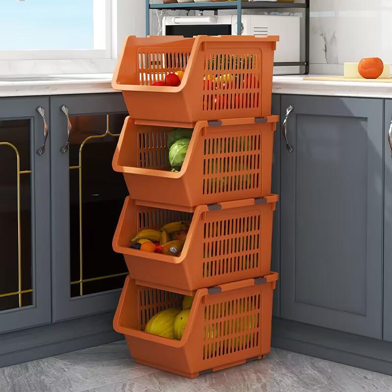 2023 new Storage Basket Multifunctional High Capacity Stackable Hollow-out Fruit Vegetable Organizer for Kitchen