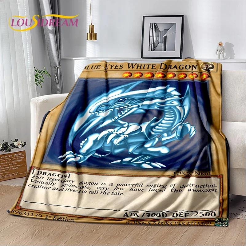 2025 New Yu-Gi-Oh Blue Eyes Dragon Monster Gold Card Cartoon Game Soft Blanket,Soft Throw Blanket for Home Bedroom Bed Sofa Gift