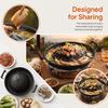 Round Hot Pot Grill Pan Black Grill Pan with Side Durable Round Thai Style BBQ  for Open Flame
