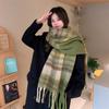 Women's Thick Plaid Yarn Scarf - Versatile, Warm, College Style for Fall/Winter