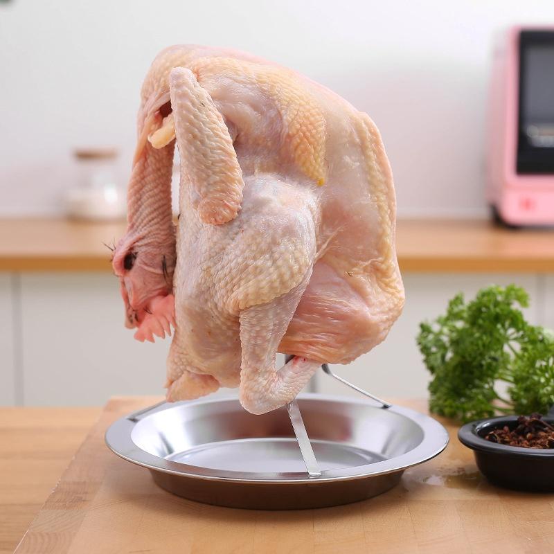 Stainless Steel Chicken Roasting Stand Indoor Outdoor Cooking Tool Turkey Roasting Rack Chicken Holder For Grill Oven Smoker