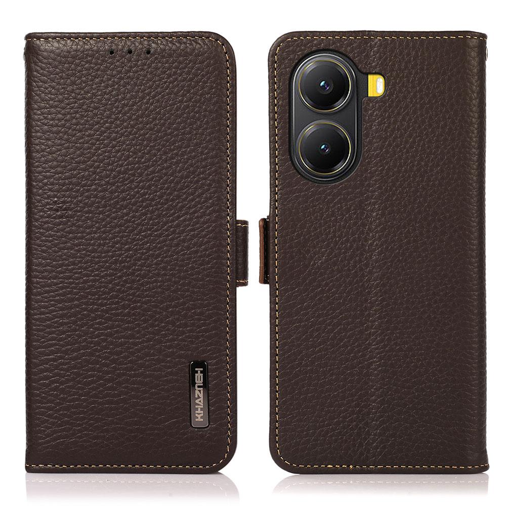 KHAZNEH Phone Case for Xiaomi Redmi Turbo 4 5G/Poco X7 Pro 5G Genuine Cow Leather Cover RFID Blocking