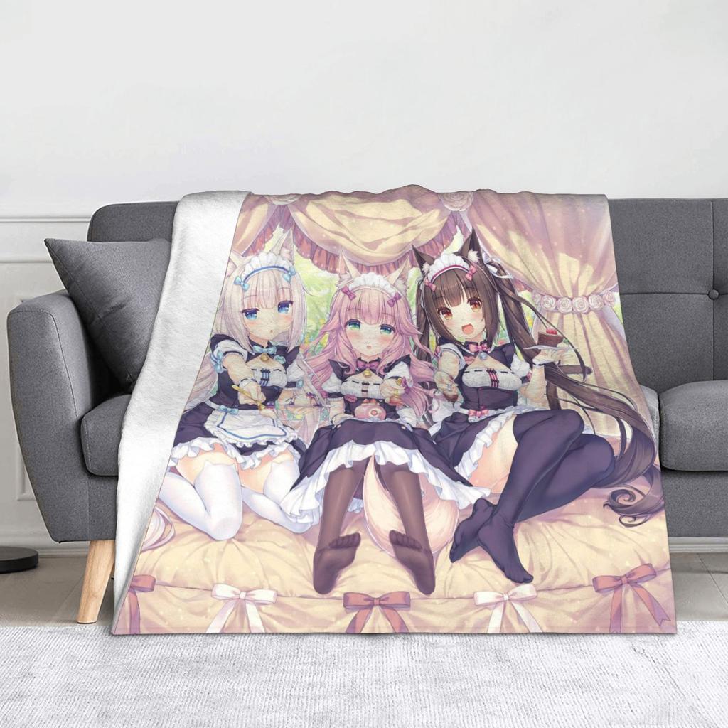 Anime Nekopara Cartoon Blanket Chocola Vanilla Maple Flannel Awesome Breathable Throw Blankets for Bedspread AutumnWinter