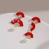 Ankola Red Irregular Fan-Shaped Earrings for Cheongsam Brides