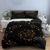 3Pcs Black Starry Sky Bedding SetOrange Star Outline and Dots Print Duvet Cover SetMinimal Galaxy Pattern for Modern Bedroom