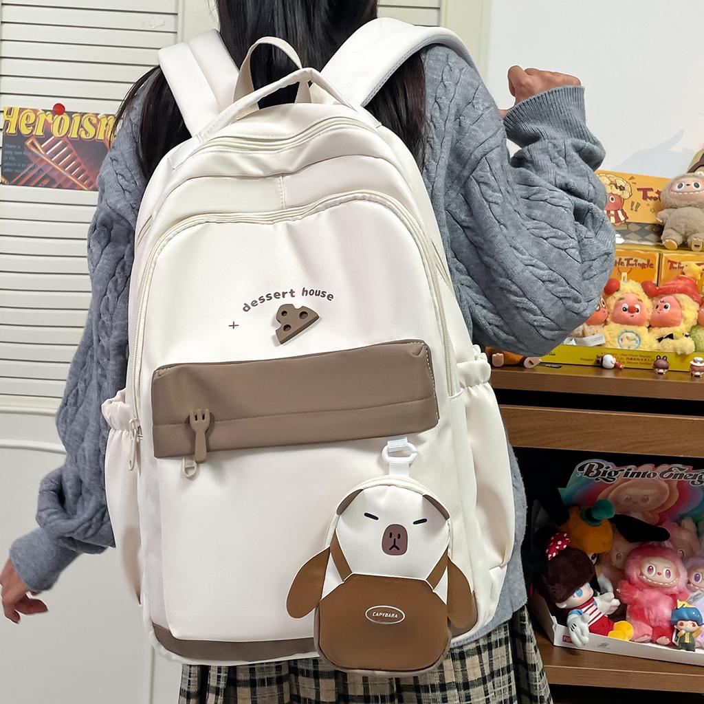 Schoolbag1011 new schoolbag female Korean version junior high school girls high school students large capacity backpack Mori simple solid color