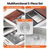 VEVOR Farmhouse Kitchen Sink, 304 Stainless Steel Drop-In Sinks, Top Mount Single Bowl Basin with Ledge & Accessories