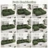 4-Seater Sofa Soft Corduroy, Frameless, 32D High-Elastic Padding, Pet-Friendly, Vacuum-Packed, Combinable, No Assembly for Bedroom and Office, Green