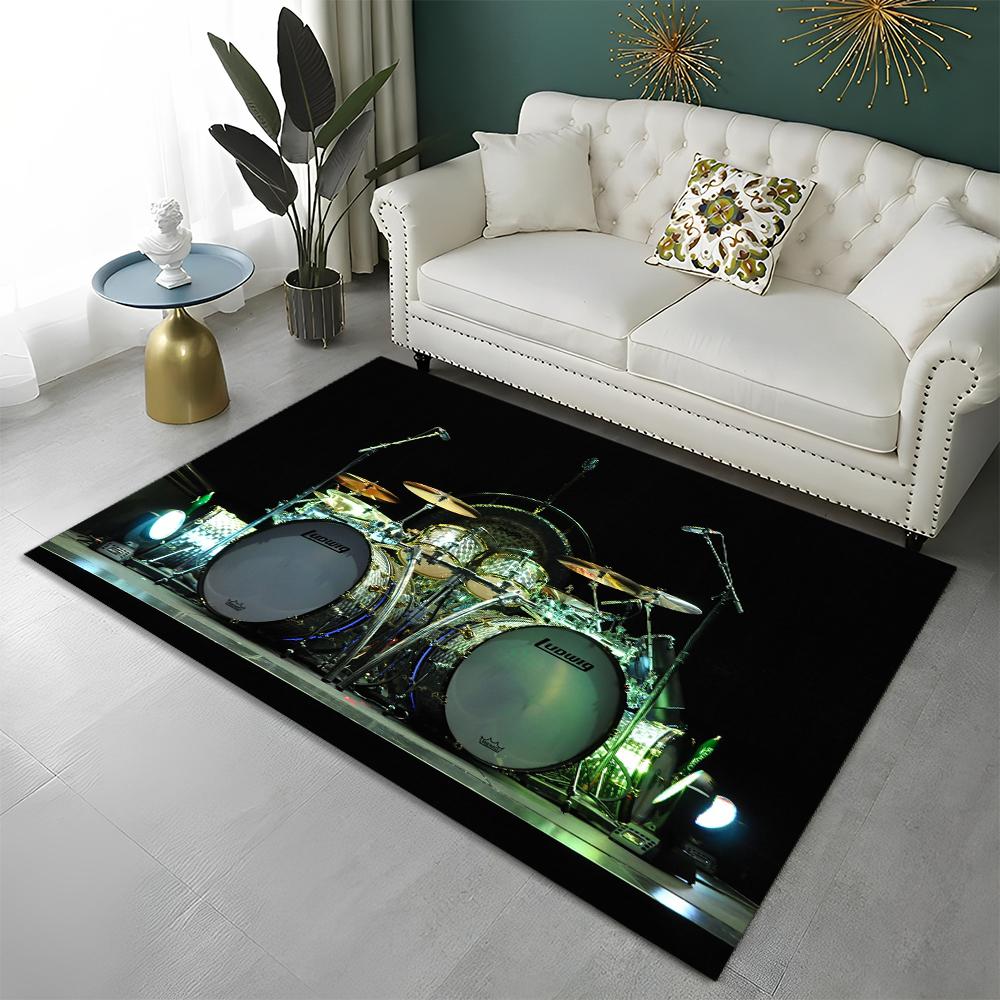 Music Instruments Drum Kit  Drum Set Carpet Rug for Home Living Room Bedroom Sofa Doormat Decor,kids Area Rug Non-slip Floor Mat