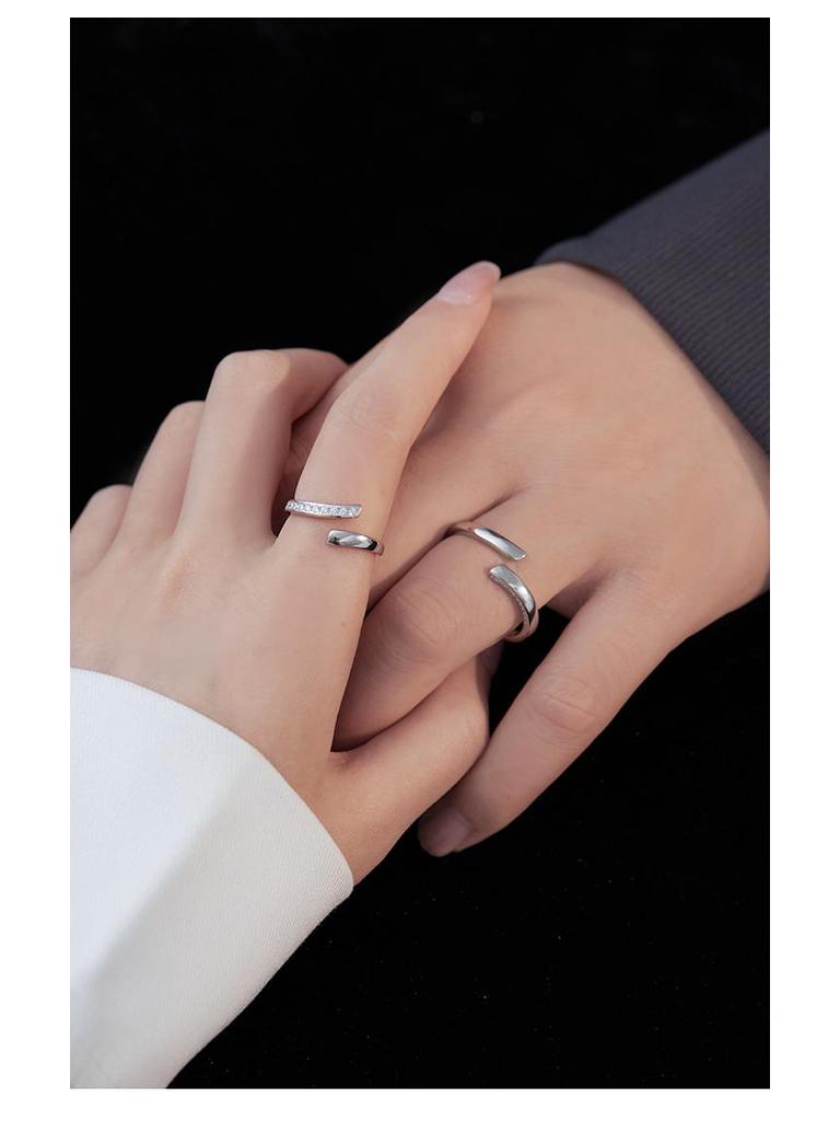 Banyan Tree S925 Silver Mobius Couple Rings - Korean Geometric Design