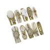 Baroque Style Luxury Nail Tips With Pearl Angel Decorations Thin Press-On Nails In S M L Sizes