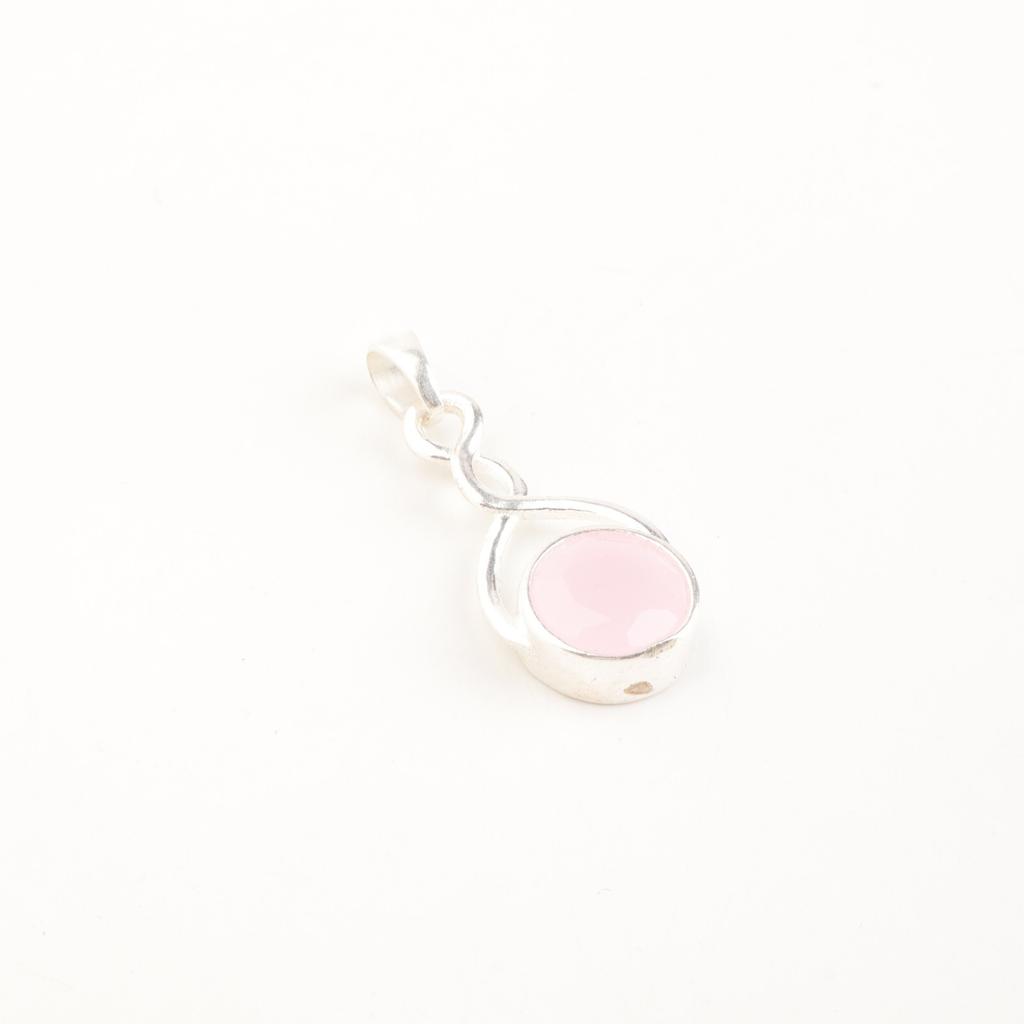 Rose Chalcedony Gemstone 925 Sterling Silver Jewelry Handcrafted Chain Pendant CP-25-13