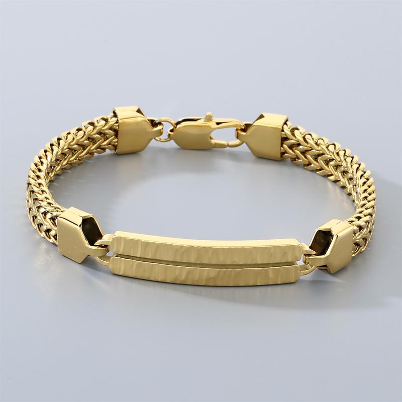Personalizable Stainless Steel ID Bracelet for Men Women Polished Braided Chain Wristband Jewelry Ideal Engraving & Daily Wear