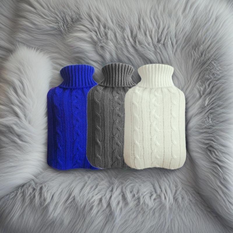 1pc Cozy Waffle Knit Fabric Hot Water Bottle Cover, Decorative Knitted Sleeve for Standard Hot Water Bottles