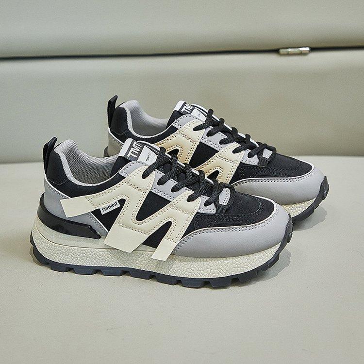 

Женская роскошная дышащая спортивная обувь на шнуровке 2024 года, весна-осень, новые дизайнерские кроссовки на платформе для ходьбы, кроссовки Zapatos De Mujer 37 чёрный