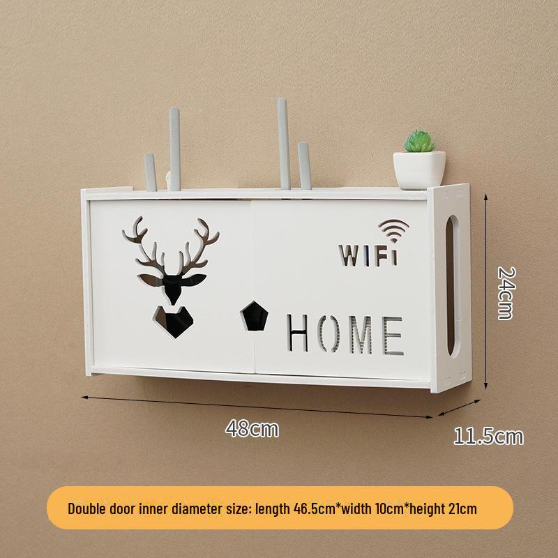 

Настінна полиця для зберігання WiFi-роутера та телеприставки без свердління Double door Nordic deer