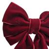 Festive Dining Table Accessories 6Pcs Velvet Bow Napkin Rings, Christmas Fabric Holders, Red Holiday Home Accents Green Rings for Dinner