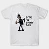 Men Black Print T-shirt Bite My Shiny Ass No-Cut Transfer Paper Print Cotton Tshirt