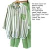 2Pcs/Set Shirt Pants Set Long Sleeve Casual Trendy Elastic Waist Breathable Daily Garment Polyester Stripes Blouse Pants Suit Spring Clothes