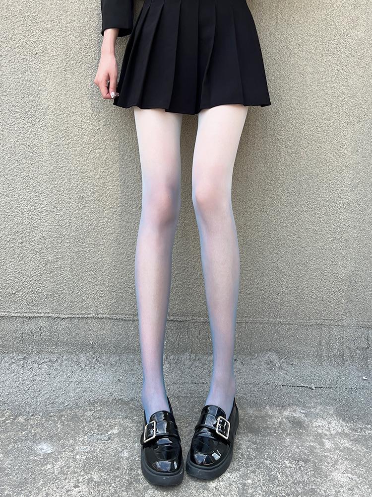 Ciorapi negri și gri cu degrade - opțiuni sexy, cu deschidere și închidere în zona inghinală