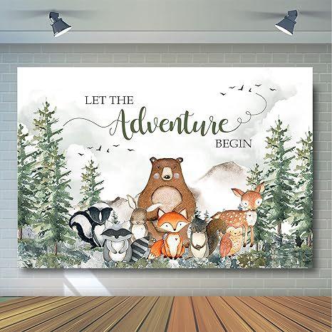 Forest Scenic Adventure Decorative Background Cloth Banner, Baptism Party Decorative Background Cloth, Hanging Cloth 95*75cm