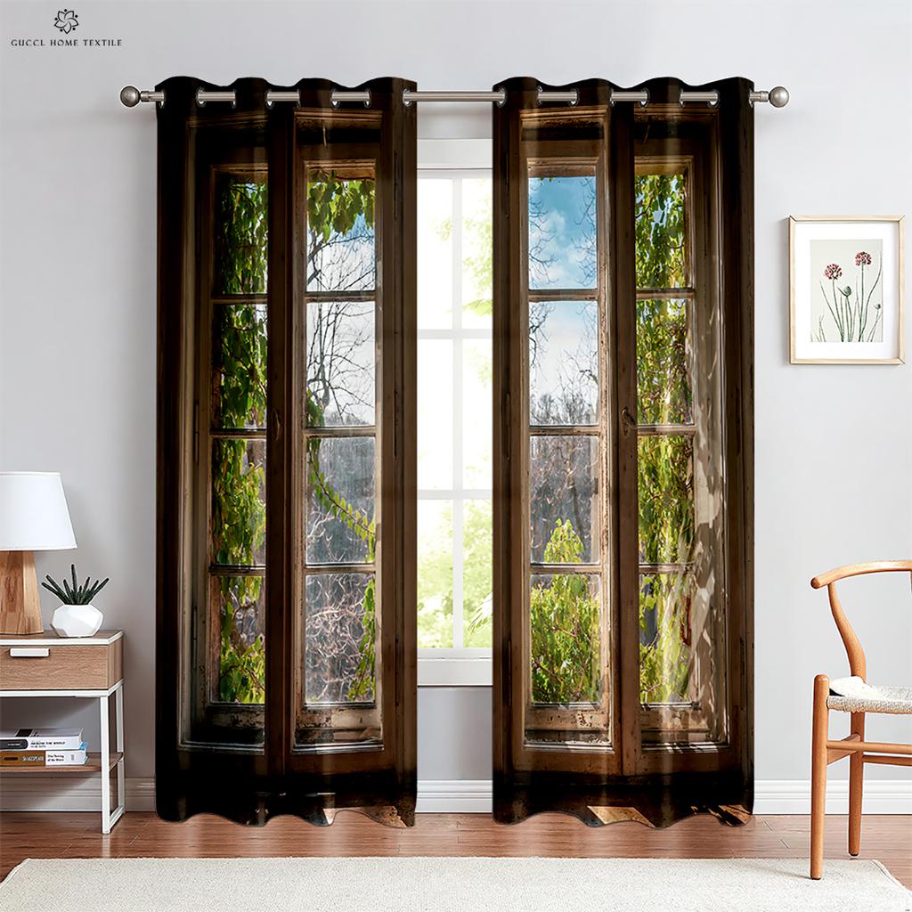3D Printing Realistic Effect Window Curtains, Custom Curtains, Bedroom, Living Room, Kitchen, Wall Decoration, 2 Pieces