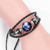 Leuchtendes Zwölf Sternbilder Kunstedelstein Armband ;Perlenseil PU-Leder 12 Sternzeichen Gewebtes Armband