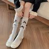 Women Stockings Knitted Cotton Thin Breathable Solid Color Long Socks Stockings Cute Bow Sweet Girls Lolita Knee Socks Stockings