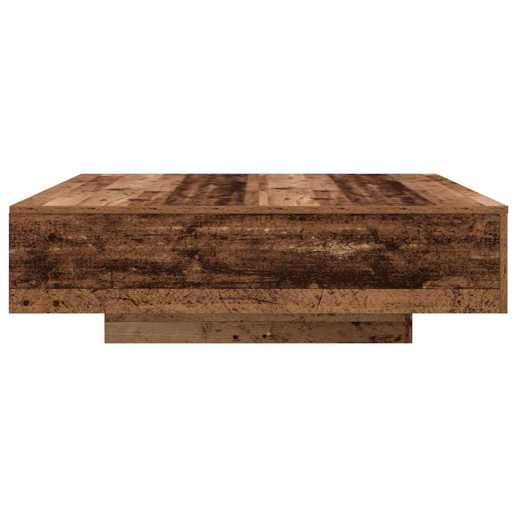 Coffee Table with LED Strips Reclaimed Wood 100 X 100 X 31 Cm