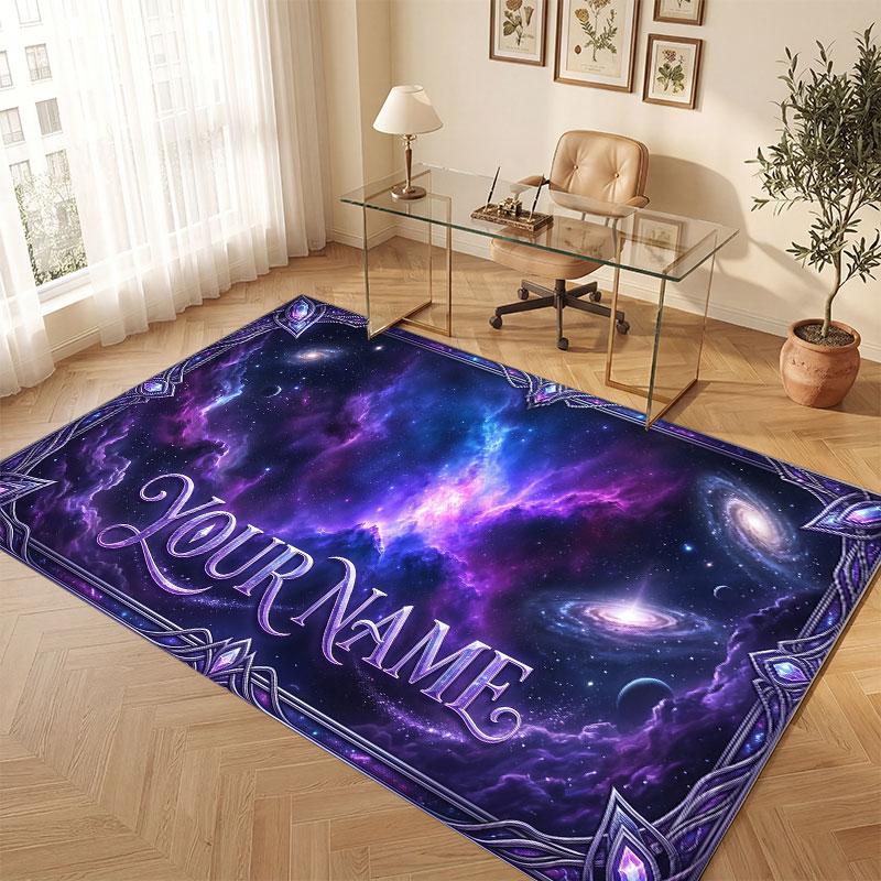 Butterfly Theme Crystal Velvet Floor Rug Personalized Custom Name Text Warm Carpet Home Decoration