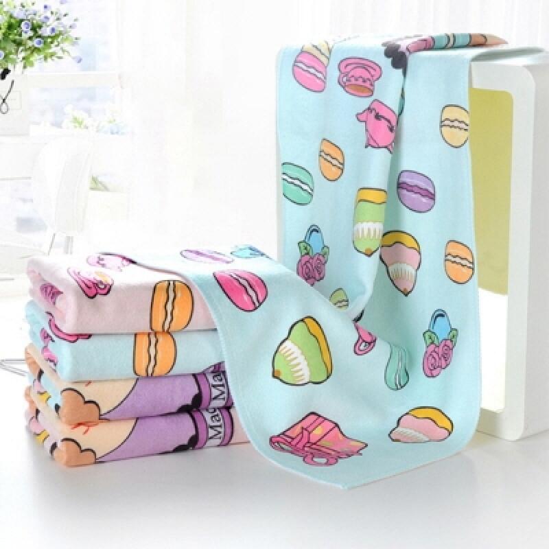 Macaron Eiffel Tower Pattern Towel Character Blue