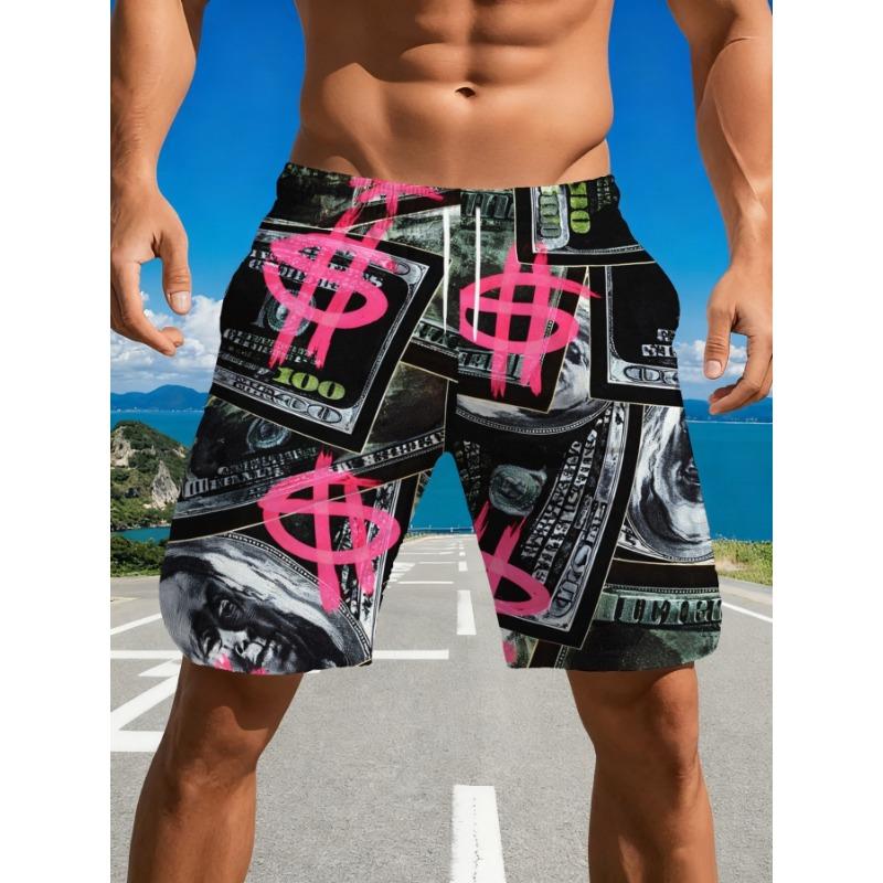 Men s 3D digital print, casual geometric print shorts S