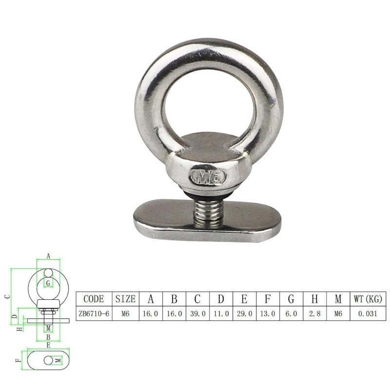 Marine Stainless Steel Sliding Rail Locking Boat Track Mount Tie Down Eyelet Hardware For Secure Equipment Mounting