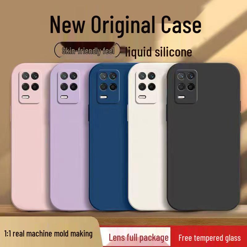 Realme Q3 Phone Case - Solid Color Rubik's Cube Liquid, Full Coverage, Drop Protection, Straight Edge Soft Case, New Model