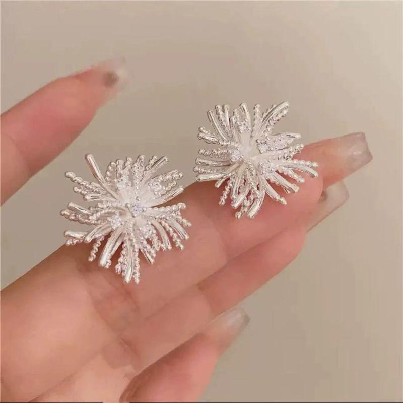 

Accessible Luxury Fancy Fireworks Silver Pin Earrings 2025 New Arrival Best Selling Niche Style Design Earrings Elegant All-Match Earrings Silver Fireworks Earrings