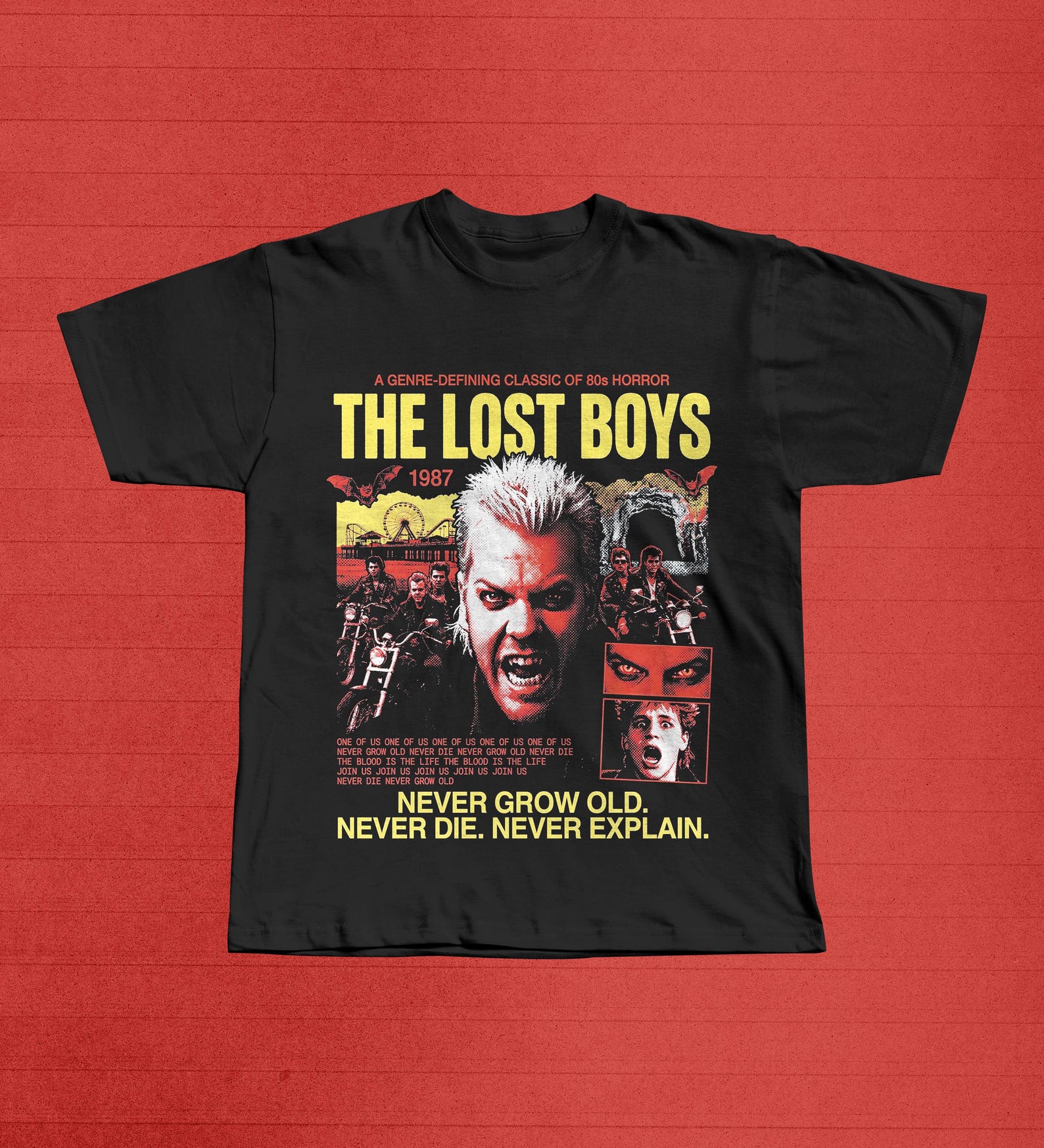 The Lost Boys 80s Horror Vampire Film T-Shirt, Kiefer Sutherland Cult Classic Movie Graphic Tee S