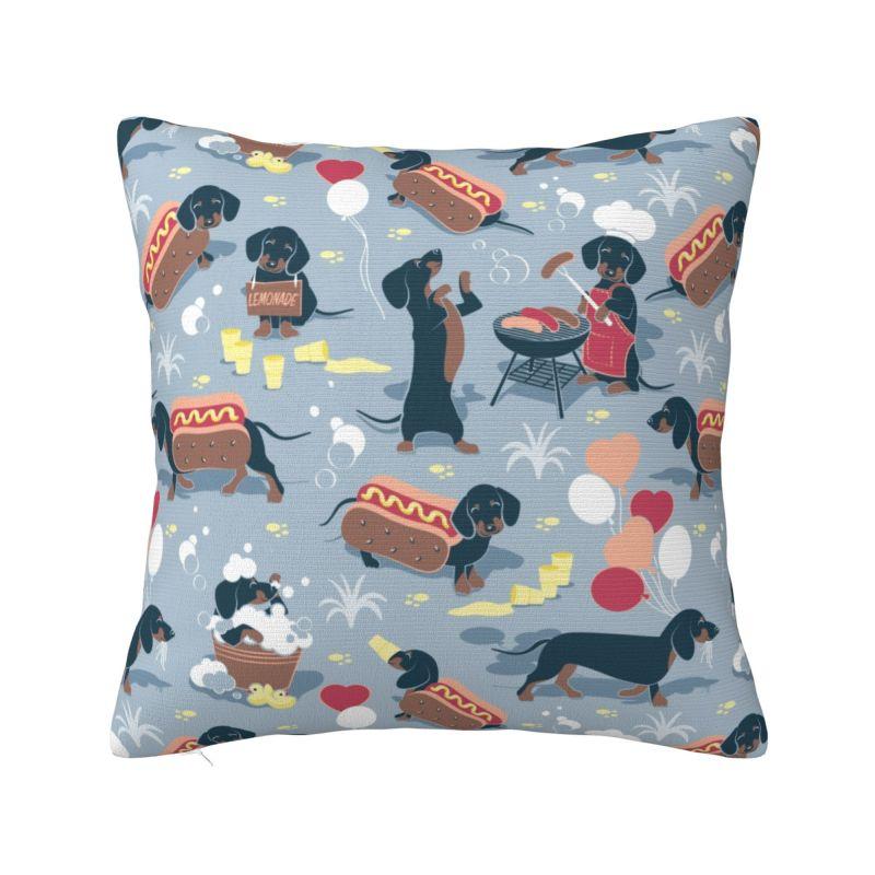 Dachshund Throw Pillow Case Living Room Decoration Wiener Sausage Dog Cushions Cover For Sofa Seat Square Polyester Pillowcase