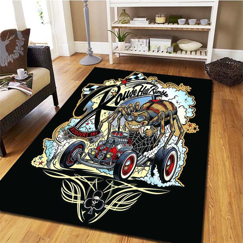 Street graffiti car Pattern Square Carpet,Area Rug,Carpet Rug for Living Room Bedroom Sofa Playroom Decor,Non-slip Floor Mat,Holiday Birthday Gifts