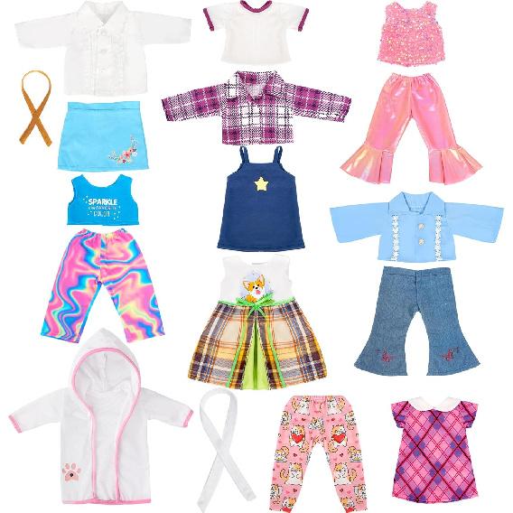 American 18-Inch Doll Clothes, 8 Sets Doll Clothing and Accessories for 18 inch Doll, Baby Doll Dress up Toys for Girls Kids