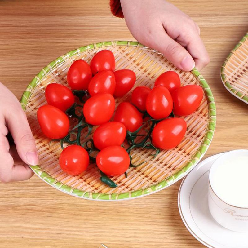 Bamboo Weaving Hot Pot Vegetable Plate Multiple Styles Melamine Barbecue Plate Green Serving Plate Restaurant