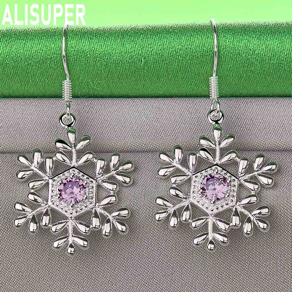 925 Sterling Silver Luxury AAA Zircon Snowflake Earrings - Stylish Evening Jewelry