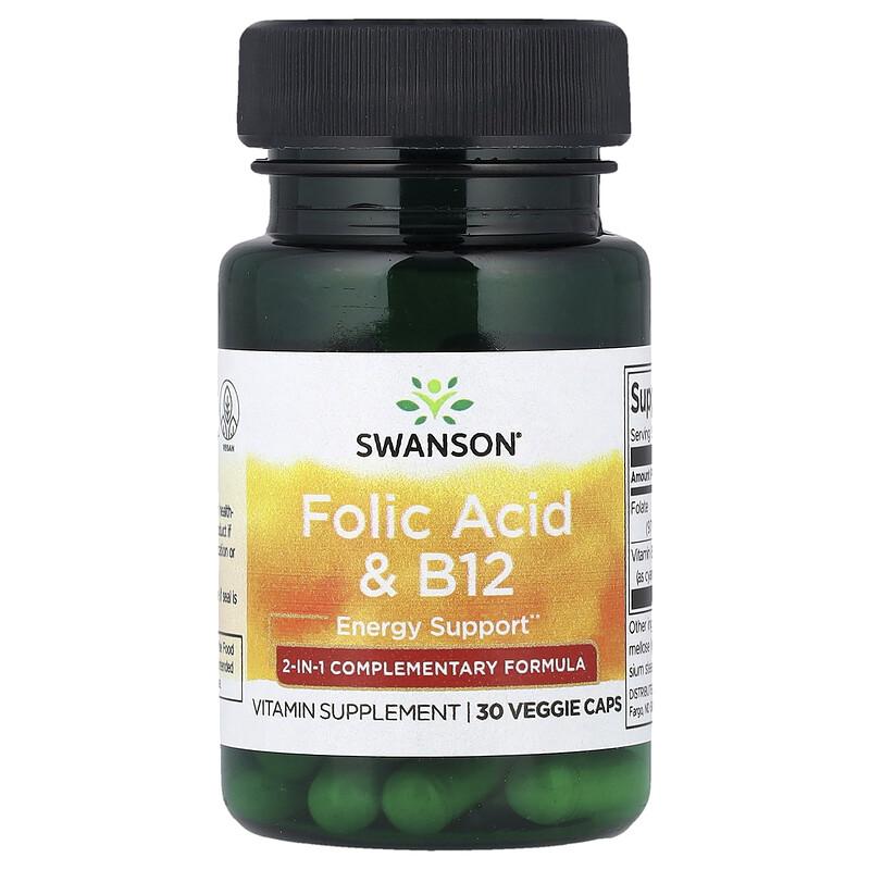 Folic Acid & B12, 30 Veggie Caps