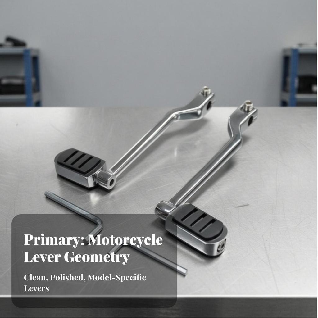 Motorcycle Gear Levers with Rubber Pads Long-Lasting Front and Rear