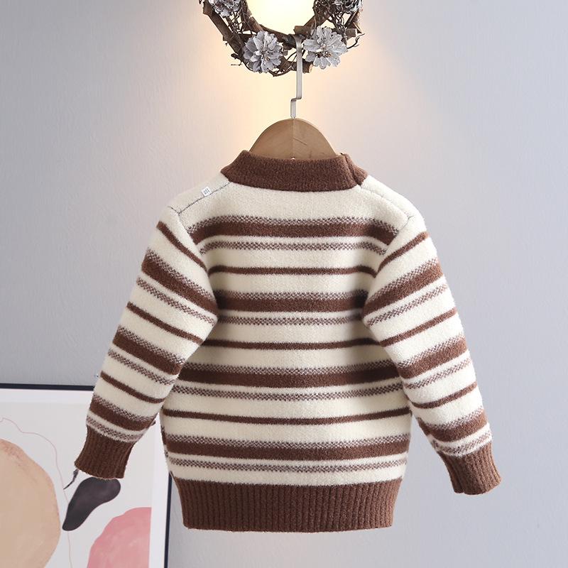 Barnkläder Pojkar Stickad Underdel Topp Barn Tröja Långärmad Casual Randig Topp för Pojke